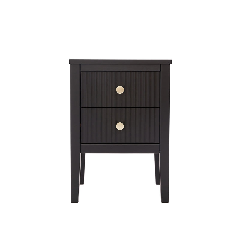 Amiere 42cm W Bedside Table, Black