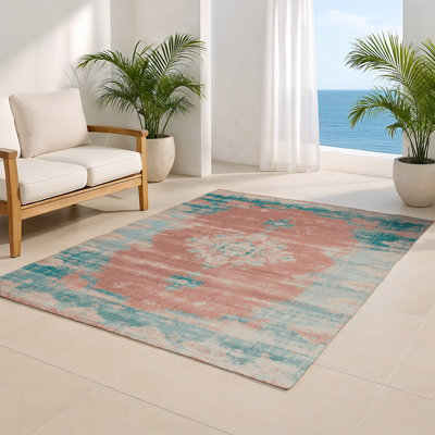 Overdyed Beige Indoor and Outdoor Area Rug