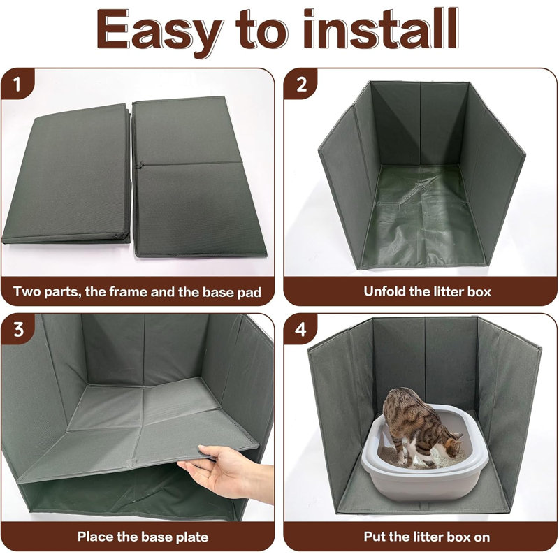 Cat Litter Box Enclosure Splash Guard Large Foldable Removable Mat