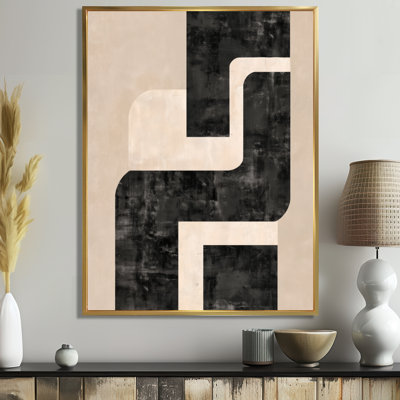 «Minimal and Abstract Compositions In Nature Tones», impression sur toile moderne Mid-Century, art mural moderne Mid-Century noir