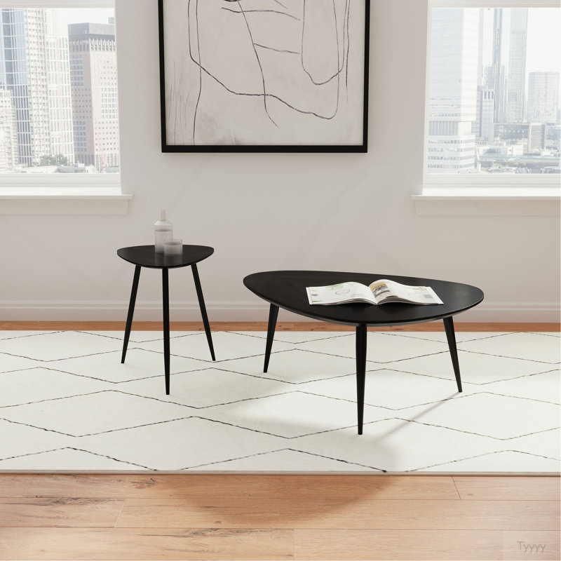 Xander Black 2-Piece Triangular Coffee And End Table Set