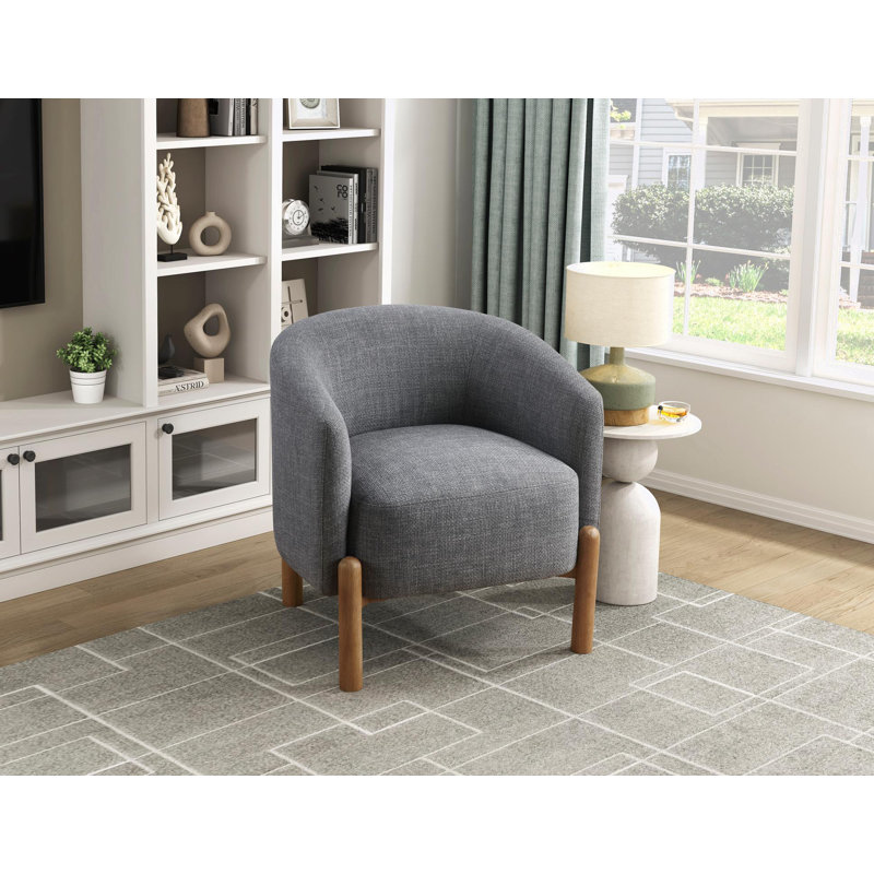 Chaise d'appoint rembourrée avec pieds en bois, Beige