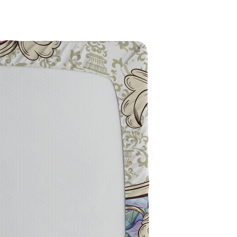 Ensemble de 2 draps-housses Ambesonne, Drap-housse de taille simple, Lilas, crème / floral