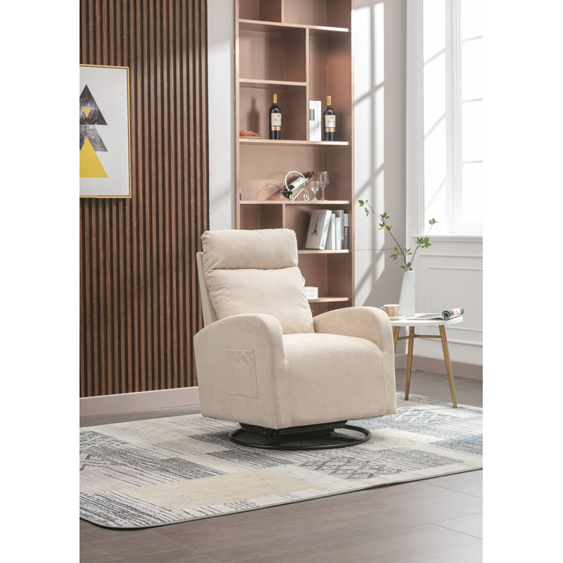 Ezella Upholstered Swivel Armchair, Beige Polyester