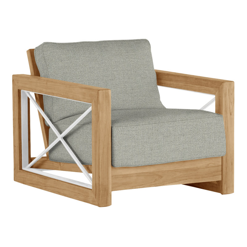 Malta Teak Outdoor Lounge Chair, Welt + Standard fill, Natural Teak, Perigold Play Sage