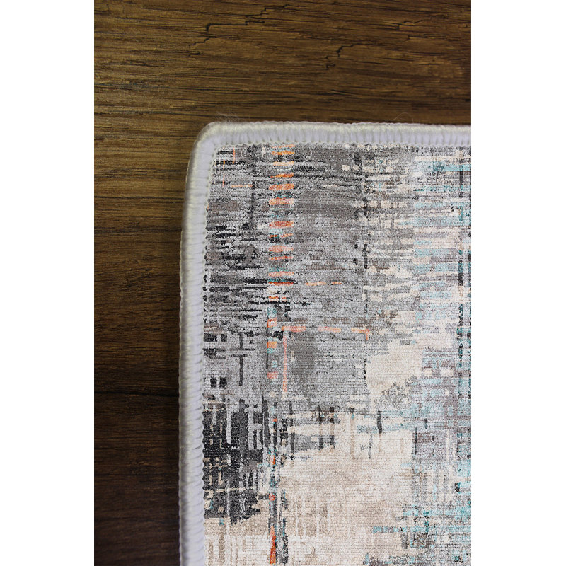Stylish Area Carpet, Grey, 4.6 x 7.2 Feet | 100% Polyester, 650 g/m² | Antibacterial, Eco-Friendly, Non-Slip PVC Dot Underside | Machine Washable, Digital Printed, Perfect for Living Room & Bedroom Décor