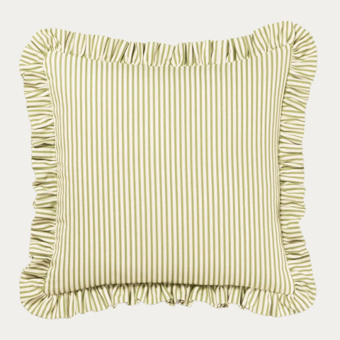 Ticking Stripe Ruffled Accent Pillow