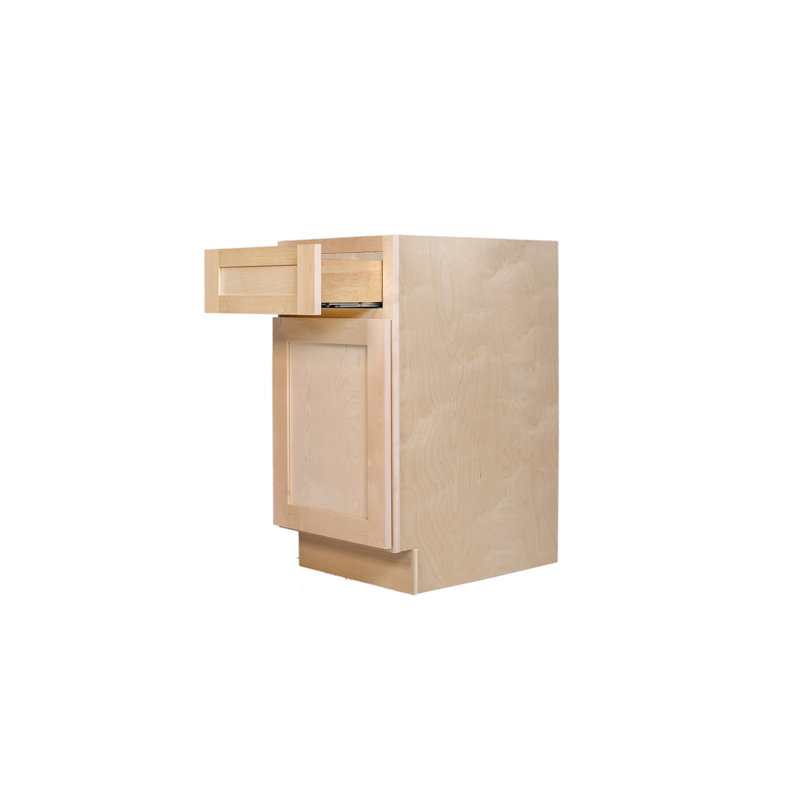 Unfinished Ready To Assemble Solid Wood Shaker Kitchen Trash Pull-Out Base Cabinet - 18" W x 34.5" H x 24" D - BT18