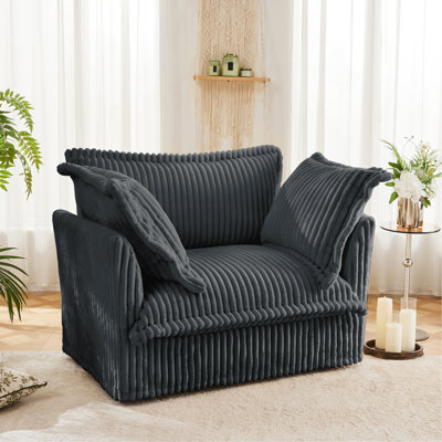 Fauteuil à housse avec 1 grand coussin de dossier et 2 grands coussins décoratifs, 1 siège profond et 1 canapé confortable