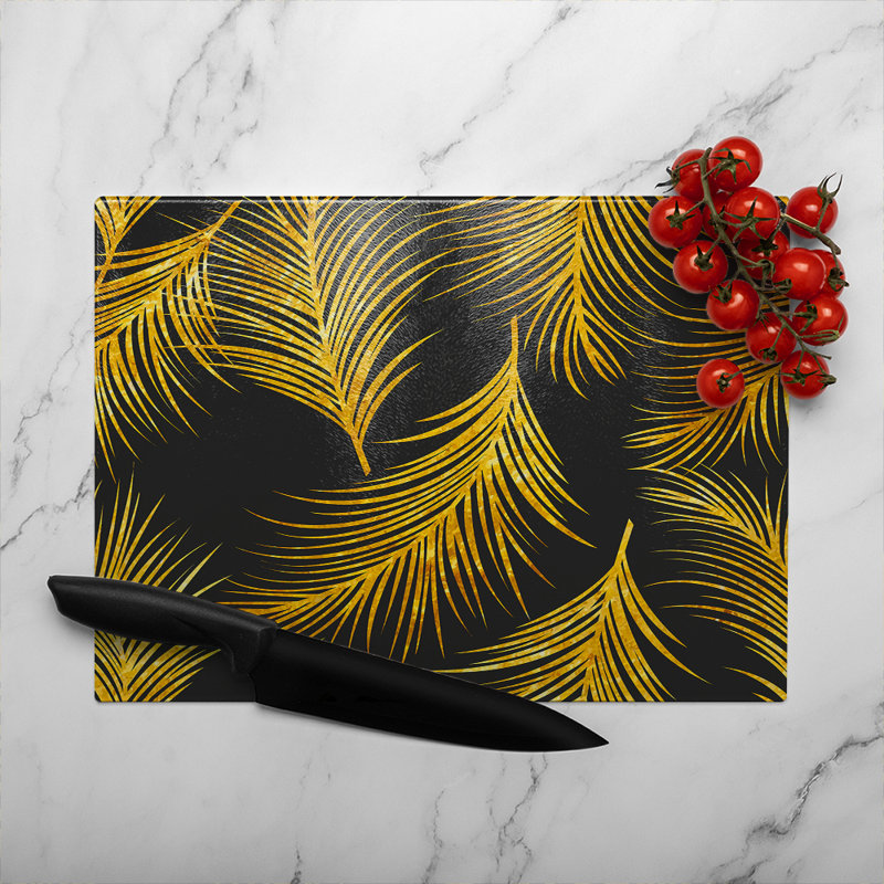 Tropical Glass Chopping Board, 40cm L x 28cm W