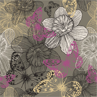 Borunda Butterflies Pattern by Vahlakova - Wrapped Canvas Print