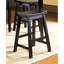Tabourets de 18 po avec siège de selle, 2 pièces, bois massif, finition noire, esthétique de salle à manger décontractée, poids de 250 lb-1591827118-1591827119