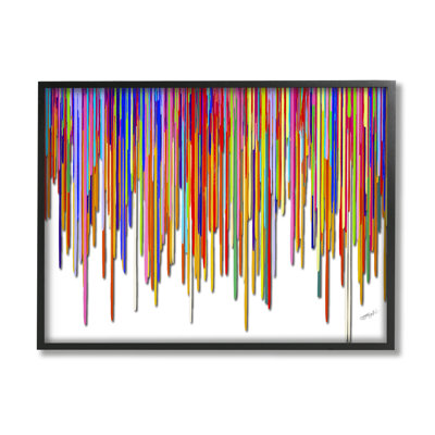 Stupell Industries Abstract Rainbow Lines Dripping Framed Giclee Art Design By Lena Owens