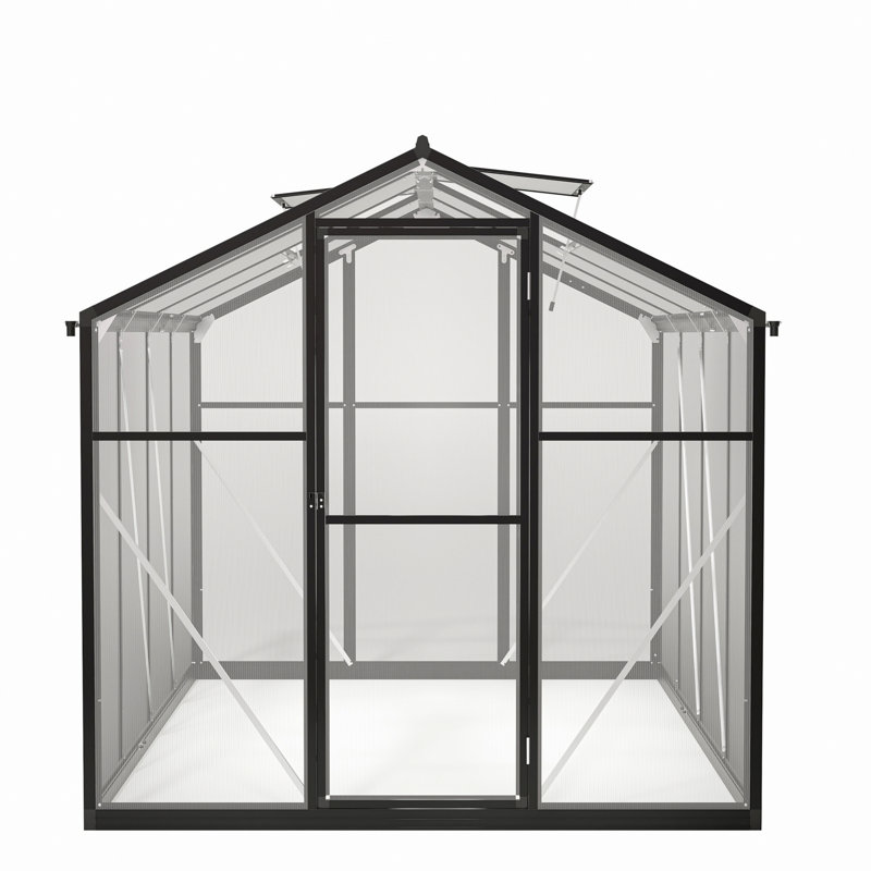 Serre en polycarbonate avec évent de toit, serre en aluminium pour l'extérieur de la cour arrière