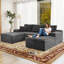 Canapé modulaire en forme de U Koli Boneless, canapé modulaire à compression, velours côtelé-953082218-953082219