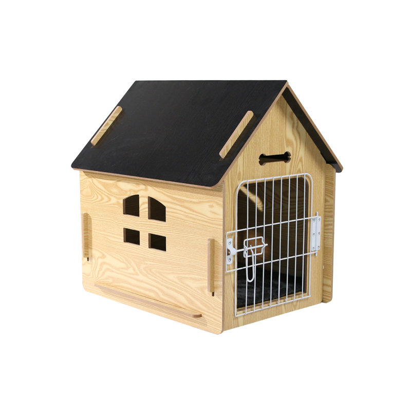 Niche pour chien en bois, Ivoire/noir