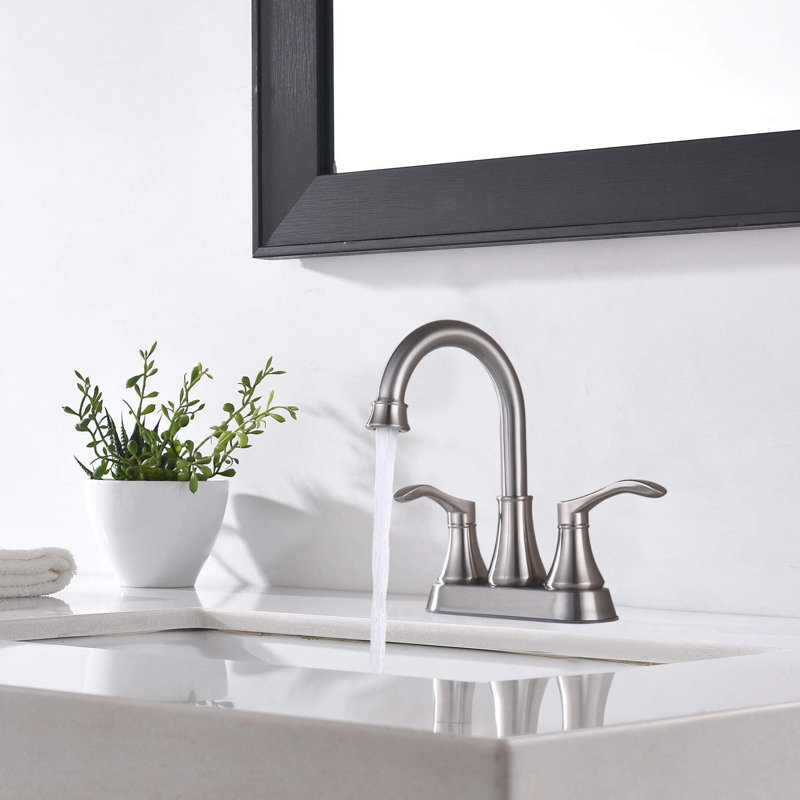 Saxon 2-handle Bathroom Faucet with Drain Assembly, Brushed Nickel