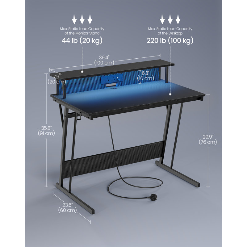 Alcedo Computer Table, 76cm H x 100cm W x 60cm D, Black