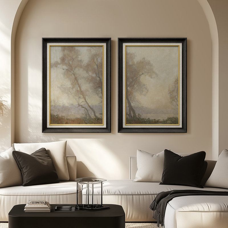 Ensemble de 2 œuvres d'art encadrées de qualité supérieure sur toile de qualité supérieure avec cadre de 26 po x 36 po, Noir