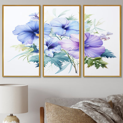 «Mauve et bleu», impression d'art aquarelle d'hibiscus