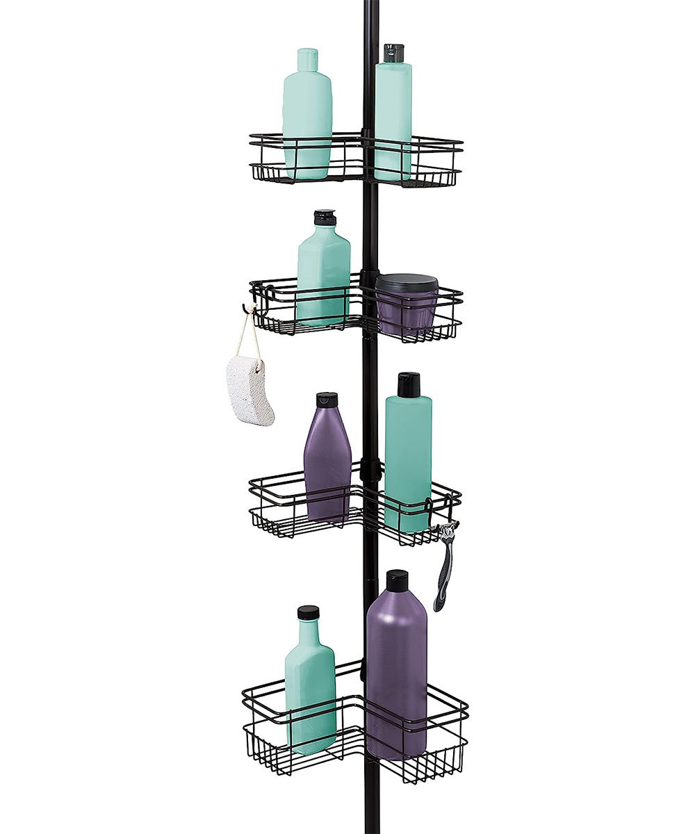 Rust-Resistant Tension Pole Shower Caddy, 3 Shelves, Oil Rubbed Bronze  Finish bathroom storage - AliExpress