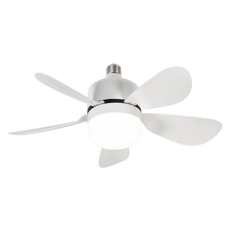 17" 5-Blade LED Ceiling Fan With Remote Control, Light Yellow Wood