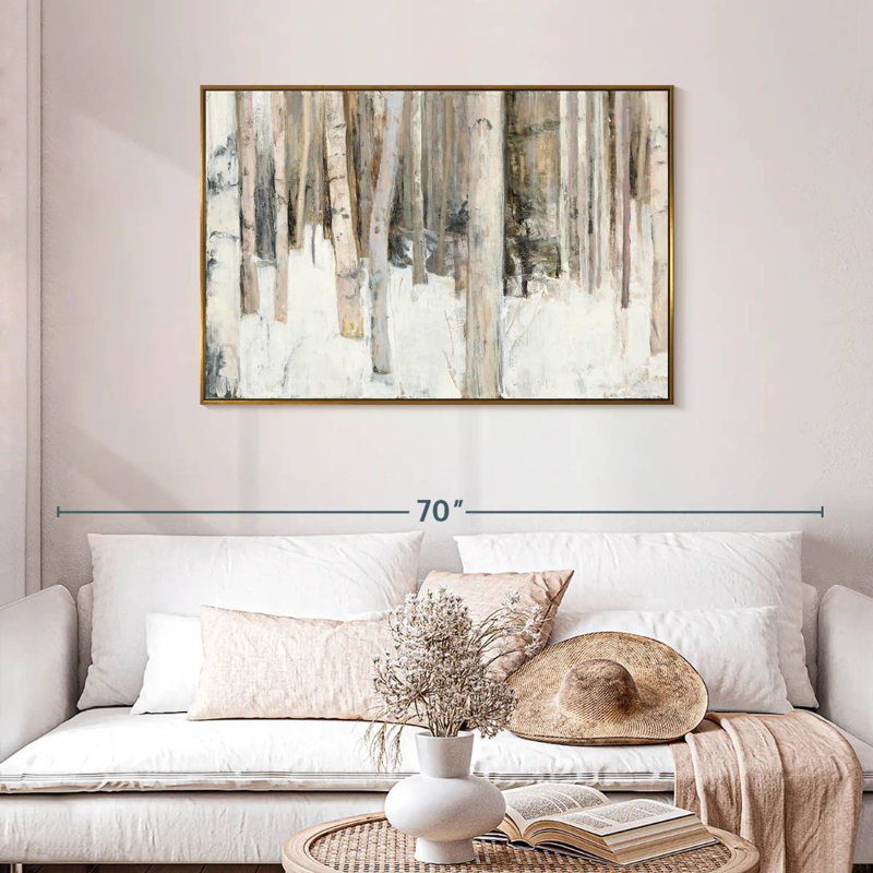 Lumière chaude d'hiver III, 43 po x 29 po, Cadre flottant doré