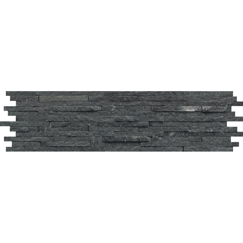 Slate Crmg Cream Gold 6 in. x 24 in. Flamed Quartzite Wall Tile (6.99 sq. ft./Case), Black Quartzite