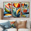 «Green Mid Century Mod Nature Tulip I», ensemble de décorations murales abstraites de style Mid-Century-107212842-107212850