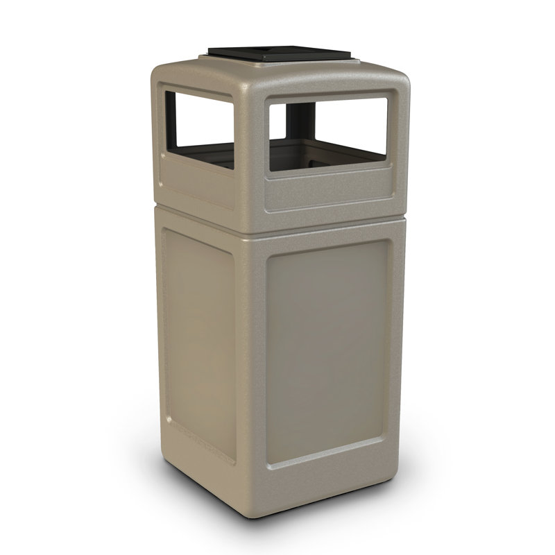 PolyTec Plastic Open Trash Can - 42 Gallons, Beige