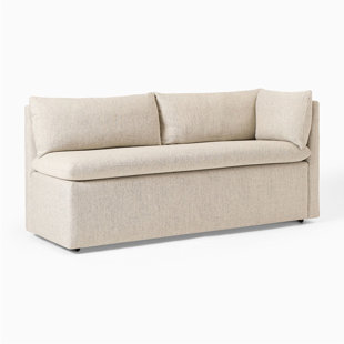 Beige Upholstered Sofa Bench with Storage