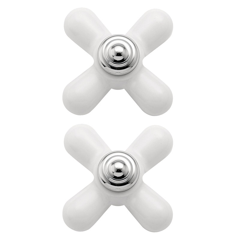 Monticello Large Cross Handle Inserts, Porcelain/Chrome