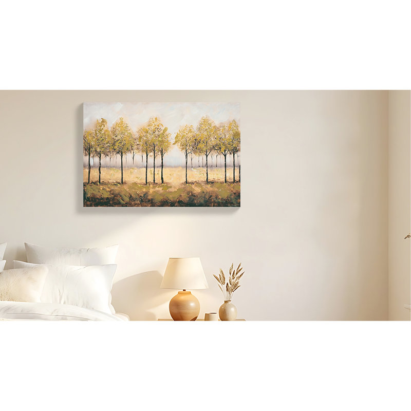 Toile peinte à la main à la feuille d'or 24 po x 36 po, encadrée de pierres intégrées pour la décoration de bureau, impression d'arbre abstrait d'automne et décorations en pierre, salon, chambre à coucher