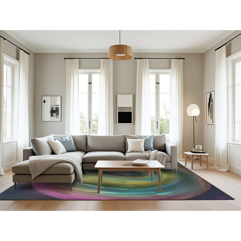 Tapis tissé à la machine multicolore, Rectangle 8 pi x 12 pi