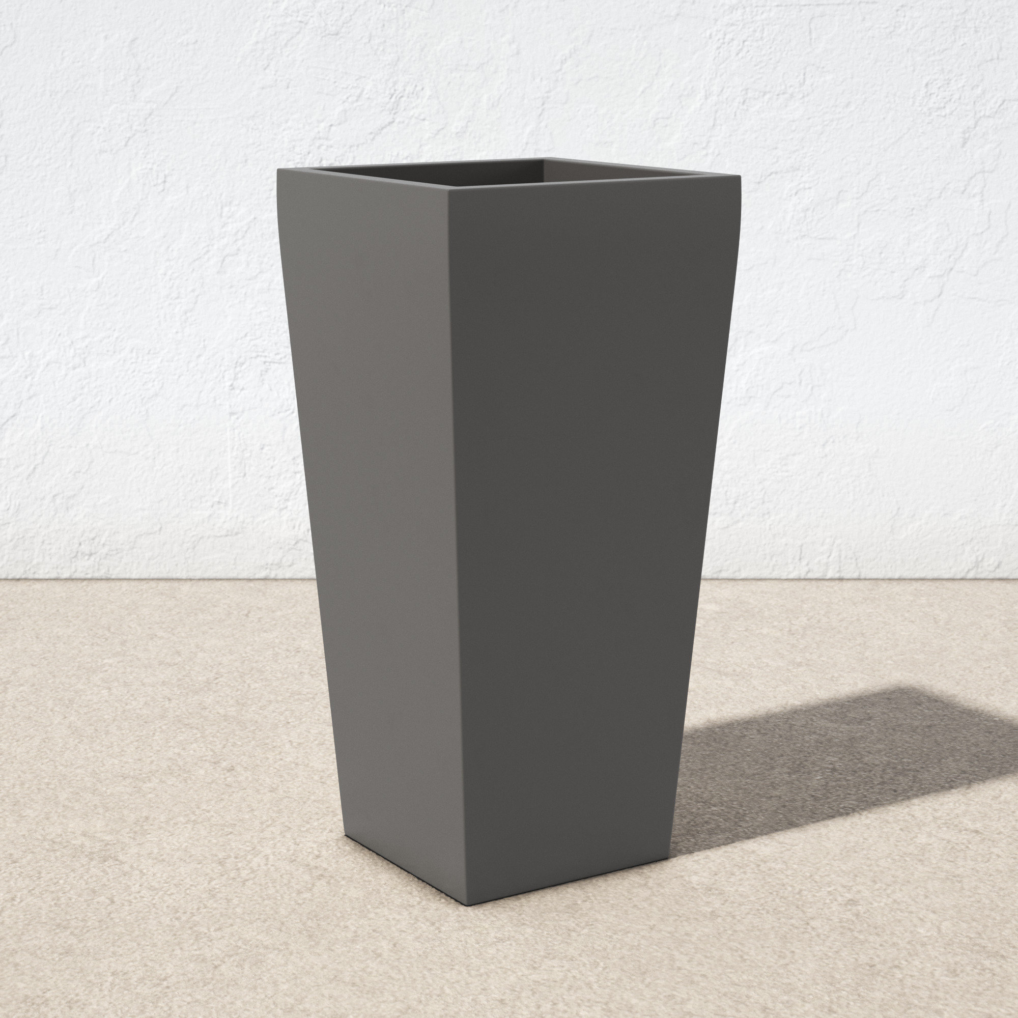 Robards Fiberglass Pot Planter, Gray, 30" H x 15" W x 15" D