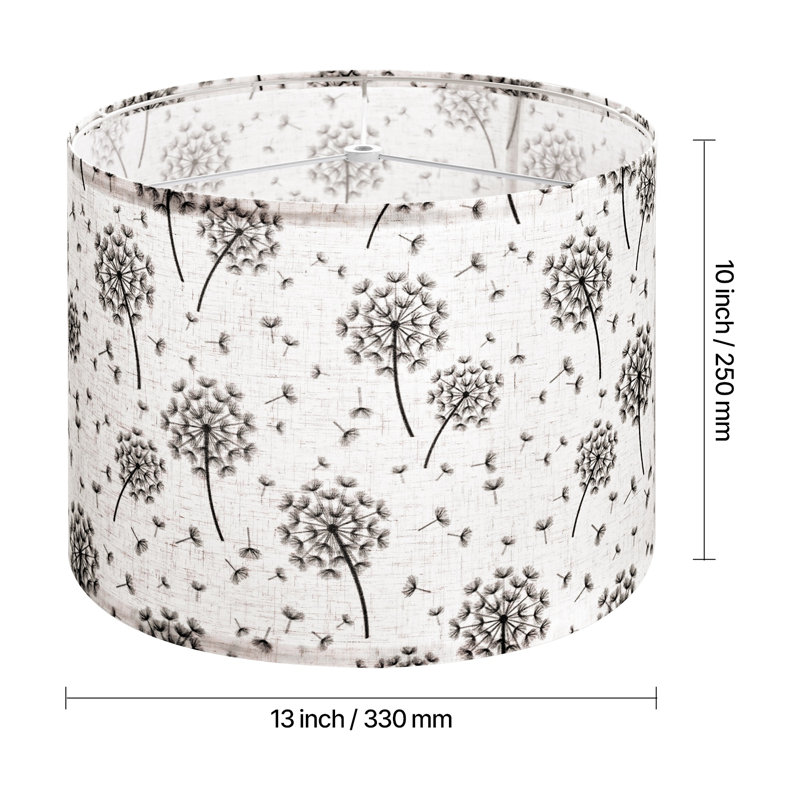 Ensemble de 2 abat-jours cylindriques avec motif pissenlit - abat-jour de remplacement rond en tissu 13 x 13 x 10 pour lampes de table et sur pied