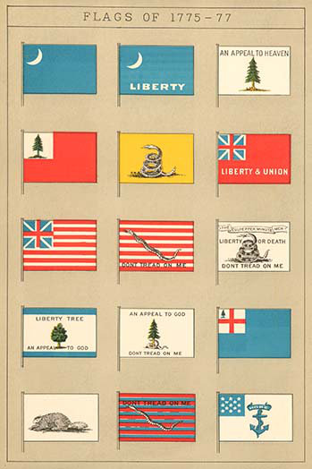 Drapeaux de 1775-77-impression d’art graphique, H 36 po x l 24 po x P 1,5 po