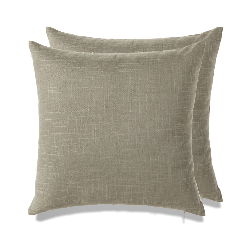 Linen Throw Pillow, Beige, Polyester