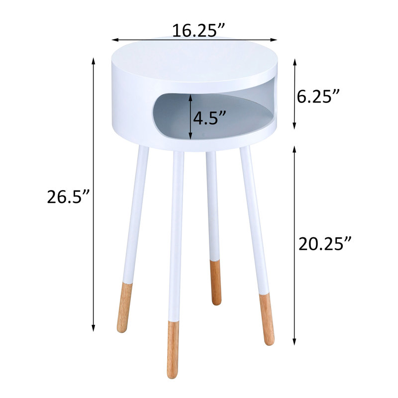 Table de bout rétro blanc avec design rétro et tablette