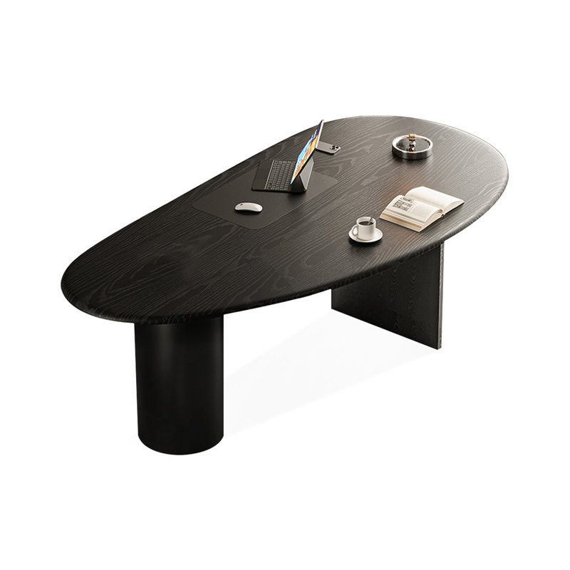 Free form Solid Wood desks, Black, 29.53" H x 70.87" W x 31.5" D