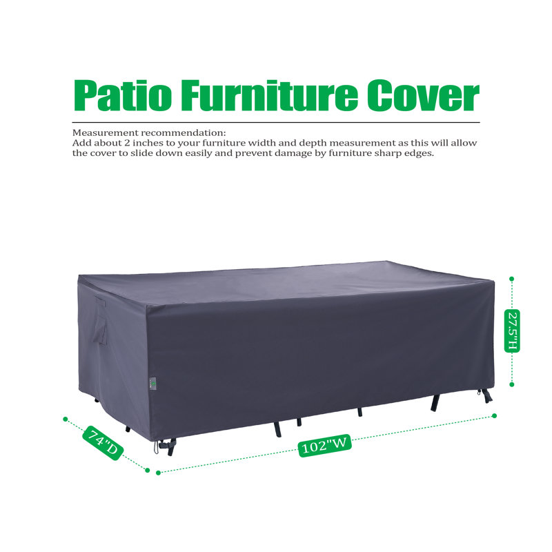 Housse de table rectangulaire d'extérieur imperméable de qualité supérieure: dernier tissu anti-déchirure, garantie de 3 ans