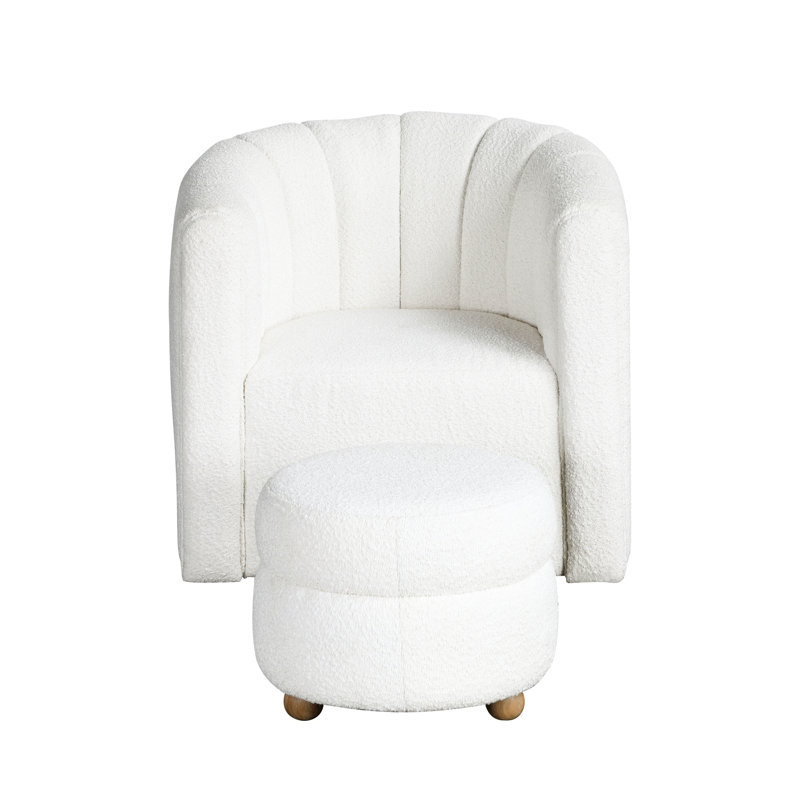 Chaise contemporaine en tissu avec dossier rembourré Boucle, White