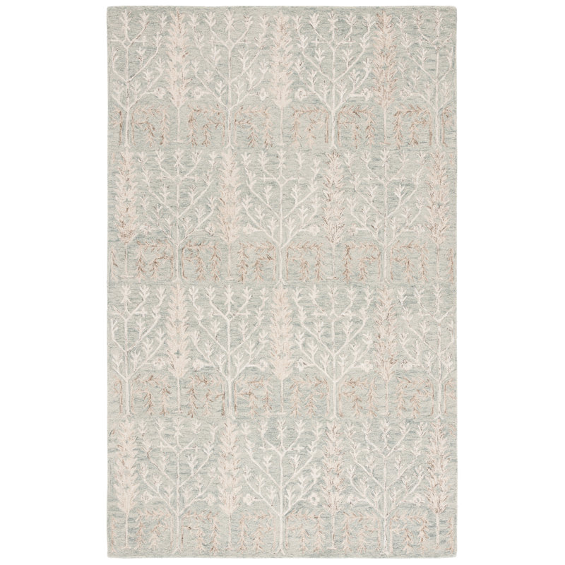 Jardin 852 Hand Tufted Wool/Cotton Vintage Look Rug in Green/Beige, Rectangle 5' x 8'