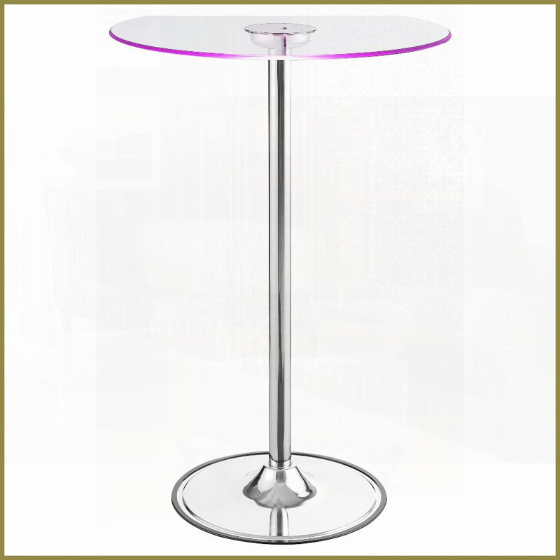 Table basse Indra avec plateau en verre chromé et éclairage DEL Entretien facile