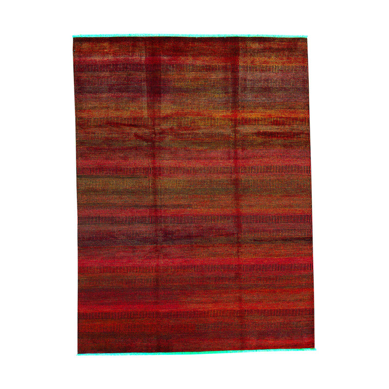 Damask Hand Woven Wool Striped Area Rug