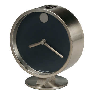 Aurora Sleek & Chic Modern Analogue Metal Quartz Movement / Crystal Tabletop Clock in Black