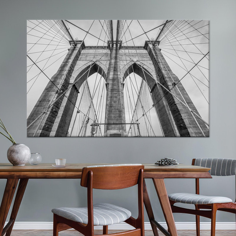 Élégante impression du pont de Brooklyn: vue sur toile de New York, décor moderne, toile tendue 1P