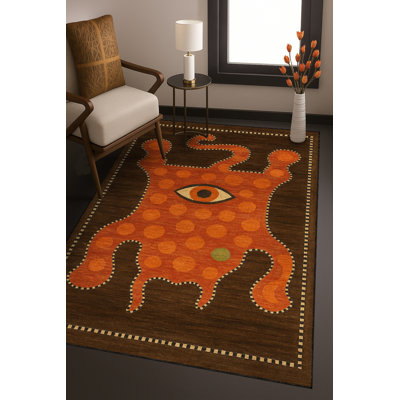 Tapis bleu tissé lavable rétro Mosso