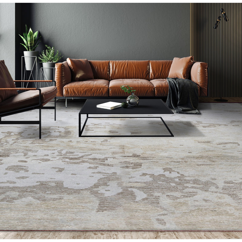 Rayon Area Rug in Ivory, Rectangle 9' x 12'
