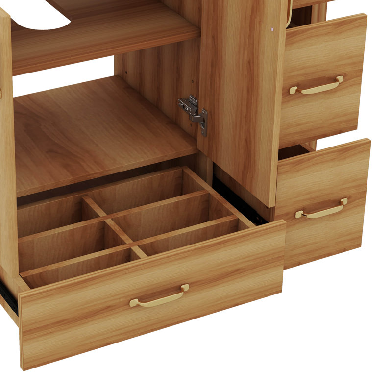Meuble-lavabo en bois 36 po avec 2 portes à fermeture silencieuse, 4 tiroirs à fermeture silencieuse et support réglable